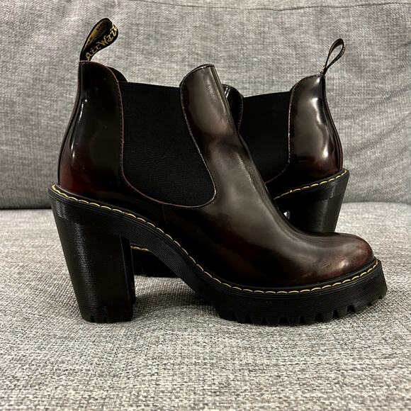 Dr. Martens Hurston Heeled Chelsea Boots in RARE Cherry Red Arcadia Worn Once! - Picture 15 of 16